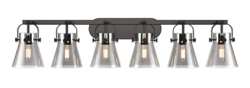 INNOVATIONS 423-6W-BK-G411-6SM Pilaster II Cone 6 46 inch Bath Vanity Light Matte Black