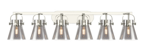 INNOVATIONS 423-6W-PN-G411-6SM Pilaster II Cone 6 46 inch Bath Vanity Light Polished Nickel