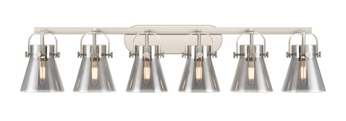 INNOVATIONS 423-6W-SN-G411-6SM Pilaster II Cone 6 46 inch Bath Vanity Light Satin Nickel