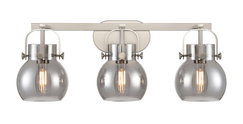 INNOVATIONS 423-3W-SN-G410-6SM Pilaster II Sphere 3 27 inch Bath Vanity Light Satin Nickel