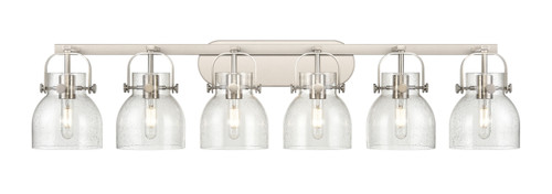 INNOVATIONS 423-6W-SN-G412-6SDY Pilaster II Bell 6 46 inch Bath Vanity Light Satin Nickel