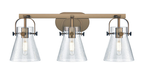 INNOVATIONS 423-3W-BB-G411-6SDY Pilaster II Cone 3 27 inch Bath Vanity Light Brushed Brass