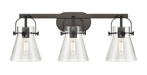 INNOVATIONS 423-3W-BK-G411-6SDY Pilaster II Cone 3 27 inch Bath Vanity Light Matte Black