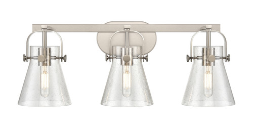INNOVATIONS 423-3W-SN-G411-6SDY Pilaster II Cone 3 27 inch Bath Vanity Light Satin Nickel