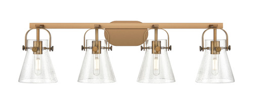 INNOVATIONS 423-4W-BB-G411-6SDY Pilaster II Cone 4 37 inch Bath Vanity Light Brushed Brass