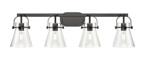 INNOVATIONS 423-4W-BK-G411-6SDY Pilaster II Cone 4 37 inch Bath Vanity Light Matte Black