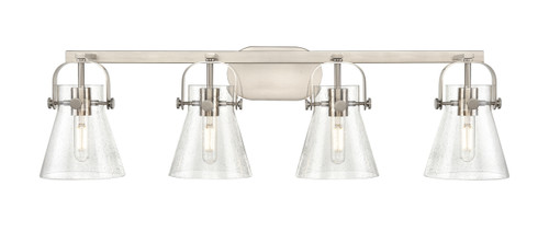 INNOVATIONS 423-4W-SN-G411-6SDY Pilaster II Cone 4 37 inch Bath Vanity Light Satin Nickel