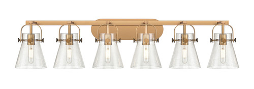 INNOVATIONS 423-6W-BB-G411-6SDY Pilaster II Cone 6 46 inch Bath Vanity Light Brushed Brass