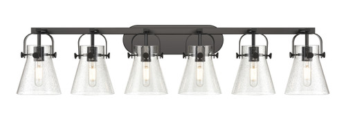 INNOVATIONS 423-6W-BK-G411-6SDY Pilaster II Cone 6 46 inch Bath Vanity Light Matte Black