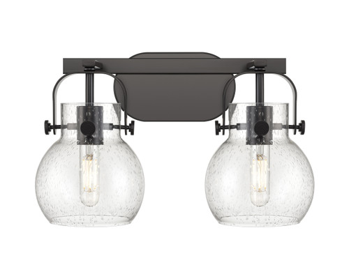 INNOVATIONS 423-2W-BK-G410-6SDY Pilaster II Sphere 2 17 inch Bath Vanity Light Matte Black