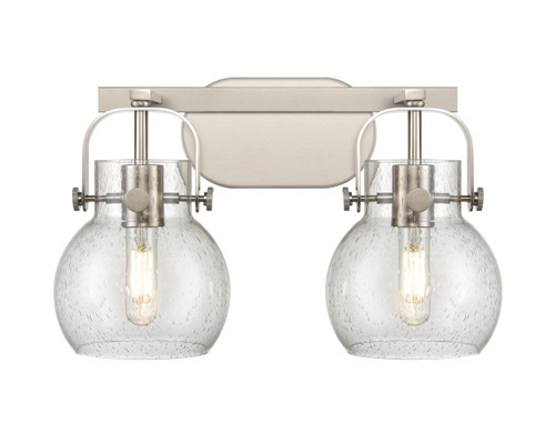 INNOVATIONS 423-2W-SN-G410-6SDY Pilaster II Sphere 2 17 inch Bath Vanity Light Satin Nickel