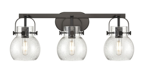 INNOVATIONS 423-3W-BK-G410-6SDY Pilaster II Sphere 3 27 inch Bath Vanity Light Matte Black