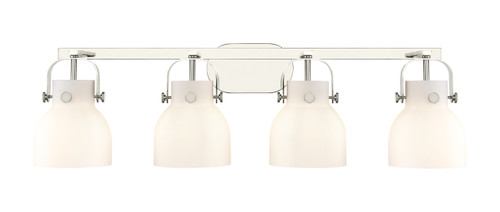 INNOVATIONS 423-4W-PN-G412-6WH Pilaster II Bell 4 37 inch Bath Vanity Light Polished Nickel