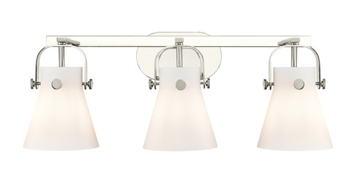INNOVATIONS 423-3W-PN-G411-6WH Pilaster II Cone 3 27 inch Bath Vanity Light Polished Nickel