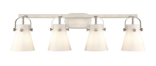 INNOVATIONS 423-4W-SN-G411-6WH Pilaster II Cone 4 37 inch Bath Vanity Light Satin Nickel