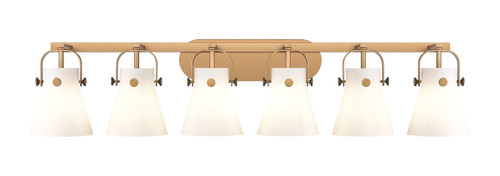 INNOVATIONS 423-6W-BB-G411-6WH Pilaster II Cone 6 46 inch Bath Vanity Light Brushed Brass
