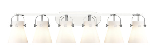 INNOVATIONS 423-6W-PC-G411-6WH Pilaster II Cone 6 46 inch Bath Vanity Light Polished Chrome