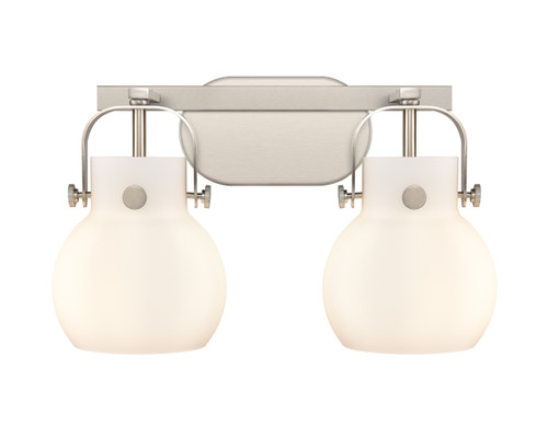 INNOVATIONS 423-2W-SN-G410-6WH Pilaster II Sphere 2 17 inch Bath Vanity Light Satin Nickel INNOVATIONS 423-2W-SN-G410-6WH Pilaster II Sphere 2 17 inch Bath Vanity Light Satin Nickel