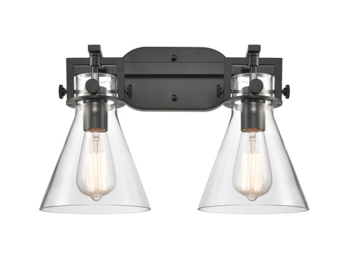 INNOVATIONS 411-2W-BK-G411-7CL Newton Cone 2 17 inch Bath Vanity Light Matte Black