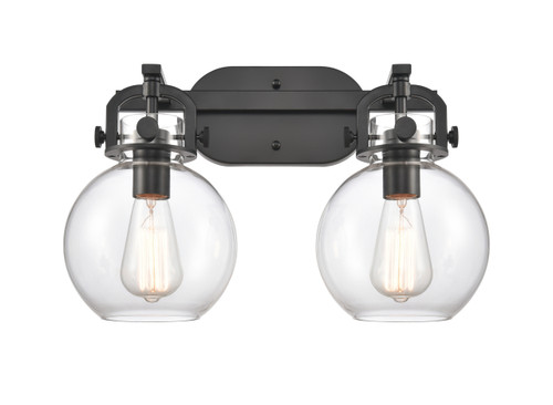 INNOVATIONS 410-2W-BK-G410-7CL Newton Sphere 2 17 inch Bath Vanity Light Matte Black