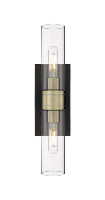 INNOVATIONS 617-2W-BAB-G617-8CL Boreas 2 18 inch Bath Vanity Light Black Antique Brass