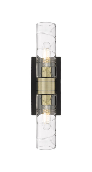 INNOVATIONS 617-2W-BAB-G617-8DE Boreas 2 18 inch Bath Vanity Light Black Antique Brass