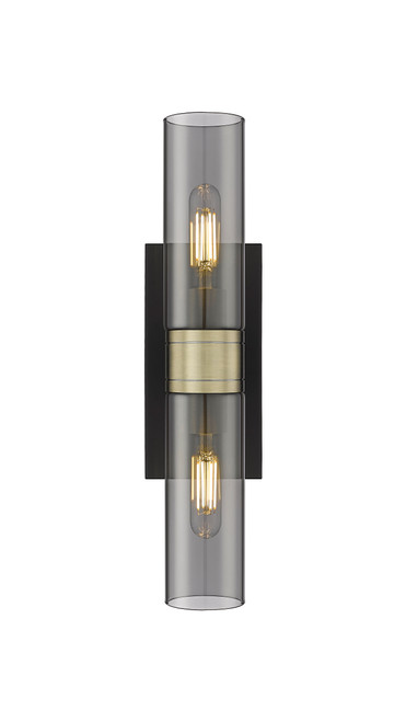 INNOVATIONS 617-2W-BAB-G617-8SM Boreas 2 18 inch Bath Vanity Light Black Antique Brass