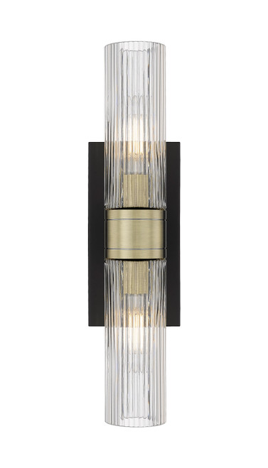 INNOVATIONS 617-2W-BAB-G617-8SCL Boreas 2 18 inch Bath Vanity Light Black Antique Brass