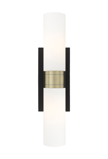 INNOVATIONS 617-2W-BAB-G617-8WH Boreas 2 18 inch Bath Vanity Light Black Antique Brass