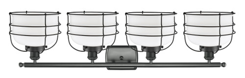 INNOVATIONS 916-4W-BK-G71-CE Large Bell Cage 4 Light Bath Vanity Light part of the Ballston Collection Matte Black