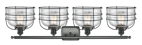 INNOVATIONS 916-4W-BK-G74-CE Large Bell Cage 4 Light Bath Vanity Light part of the Ballston Collection Matte Black
