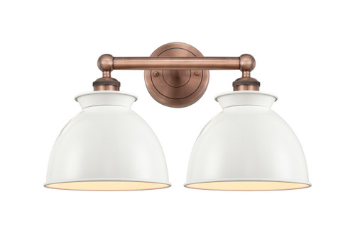 INNOVATIONS 616-2W-AC-M14-W Adirondack 2 Light Bath Vanity Light part of the Edison Collection Antique Copper