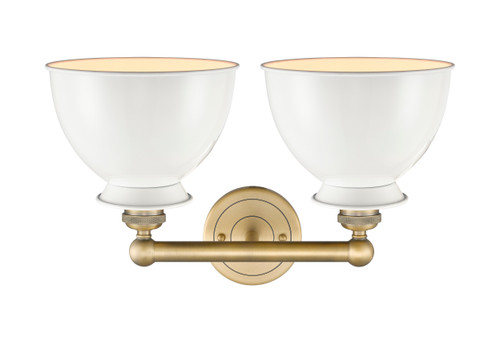 INNOVATIONS 616-2W-BB-M14-W Adirondack 2 Light Bath Vanity Light part of the Edison Collection Brushed Brass
