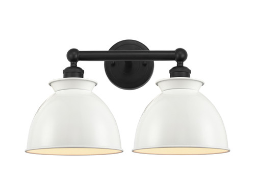 INNOVATIONS 616-2W-BK-M14-W Adirondack 2 Light Bath Vanity Light part of the Edison Collection Matte Black