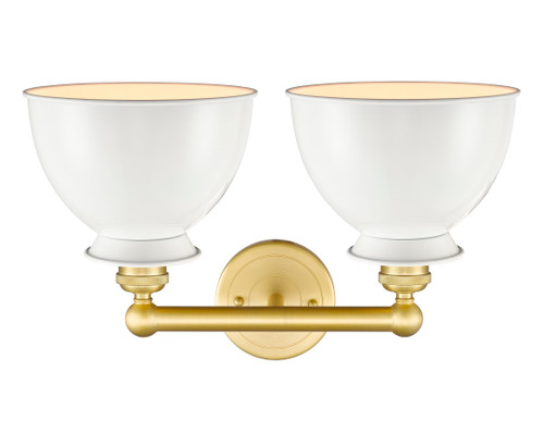 INNOVATIONS 616-2W-SG-M14-W Adirondack 2 Light Bath Vanity Light part of the Edison Collection Satin Gold