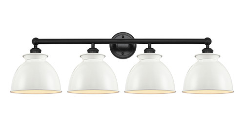 INNOVATIONS 616-4W-BK-M14-W Adirondack 4 Light Bath Vanity Light part of the Edison Collection Matte Black