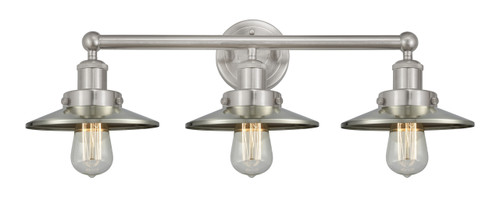 INNOVATIONS 616-3W-SN-M2-SN Railroad 3 Light Bath Vanity Light part of the Franklin Restoration Collection Brushed Satin Nickel