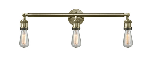 INNOVATIONS 205-AB-LED Bare Bulb 3 Light Bath Vanity Light part of the Franklin Restoration Collection Antique Brass