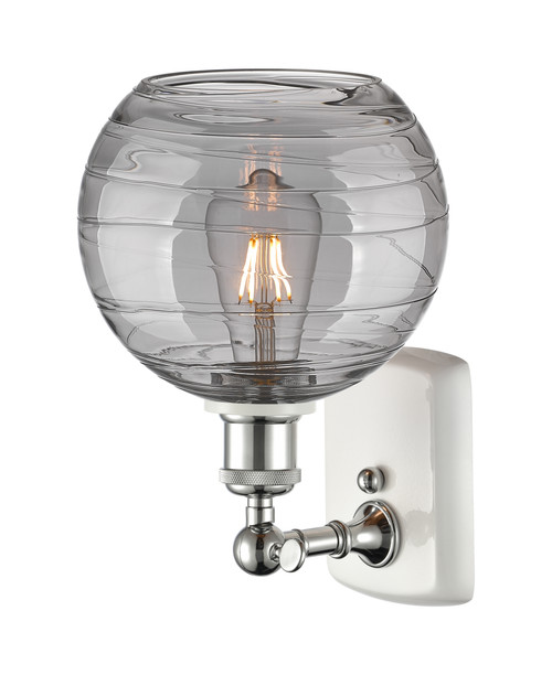 INNOVATIONS 516-1W-WPC-G1213-8SM Deco Swirl 1 Light 8 inch Sconce White and Polished Chrome