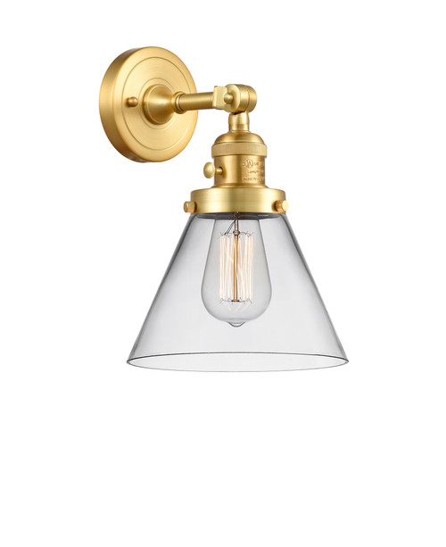 INNOVATIONS 203SW-SG-G42-LED Cone 1 Light 8 inch Sconce With Switch Satin Gold