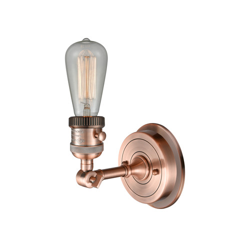 INNOVATIONS 203SWBP-AC Bare Bulb 1 Light 5 inch Sconce With Switch Antique Copper