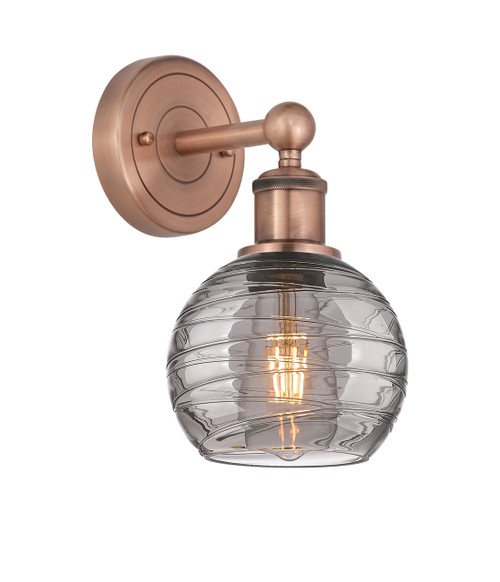 INNOVATIONS 616-1W-AC-G1213-6SM Athens Deco Swirl 1 6 inch Sconce Antique Copper