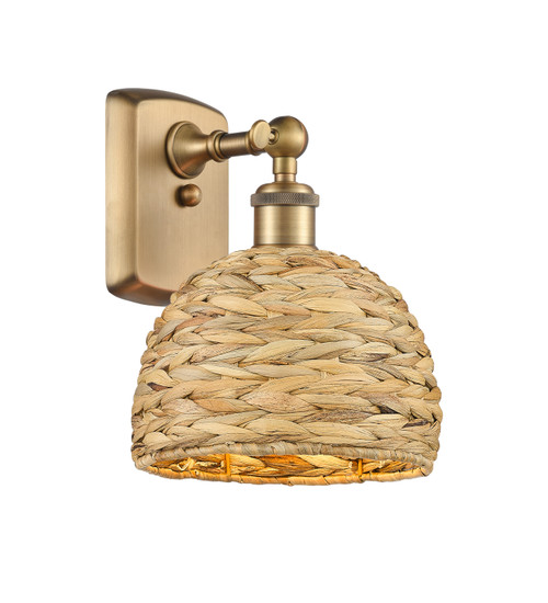INNOVATIONS 516-1W-BB-RBD-8-NAT Woven Rattan 1 8 inch Sconce Brushed Brass