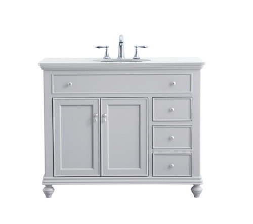 Elegant Kitchen and Bath VF12342GR-VW 42 inch Single Bathroom vanity in light grey with ivory white engineered marble Elegant Kitchen and Bath VF12342GR-VW 42 inch Single Bathroom vanity in light grey with ivory white engineered marble
