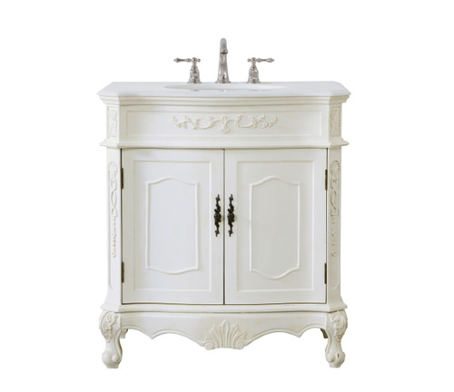 Elegant Kitchen and Bath VF10132AW-VW 32 inch Single Bathroom vanity in antique white with ivory white engineered marble Elegant Kitchen and Bath VF10132AW-VW 32 inch Single Bathroom vanity in antique white with ivory white engineered marble