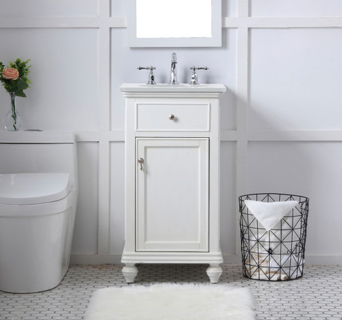 Elegant Kitchen and Bath VF12319AW-VW 19 inch Single Bathroom vanity in antique white with ivory white engineered marble