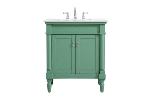 Elegant Decor VF13030VM-VW 30 inch Single Bathroom vanity in Vintage Mint with ivory white engineered marble Elegant Decor VF13030VM-VW 30 inch Single Bathroom vanity in Vintage Mint with ivory white engineered marble