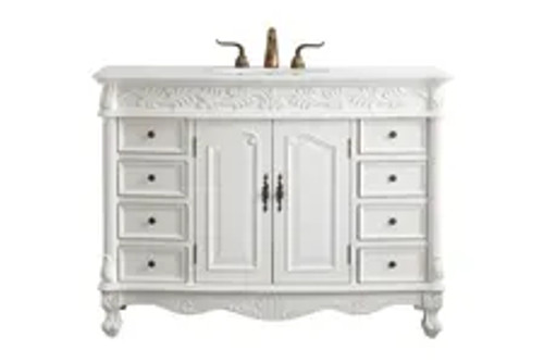 Elegant Kitchen and Bath VF-1039-VW 48 inch Single Bathroom vanity in Antique White with ivory white engineered marble Elegant Kitchen and Bath VF-1039-VW 48 inch Single Bathroom vanity in Antique White with ivory white engineered marble
