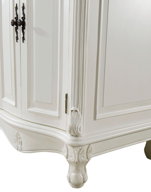Elegant Kitchen and Bath VF-1049-VW 60 inch Double Bathroom vanity in Antique white with ivory white engineered marble