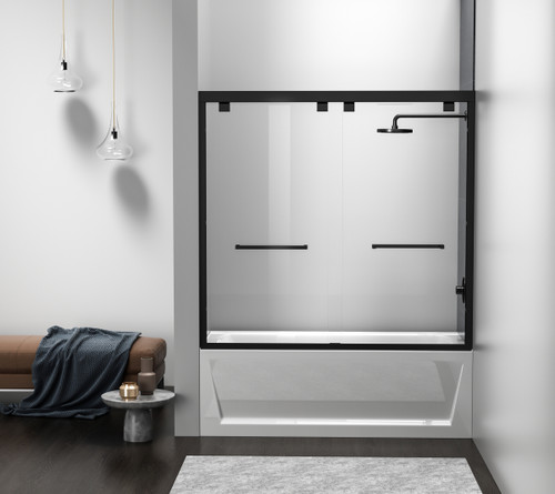 Elegant Kitchen and Bath TD333-6060MBK Semi-frameless tub door 60 x 60 Matte Black